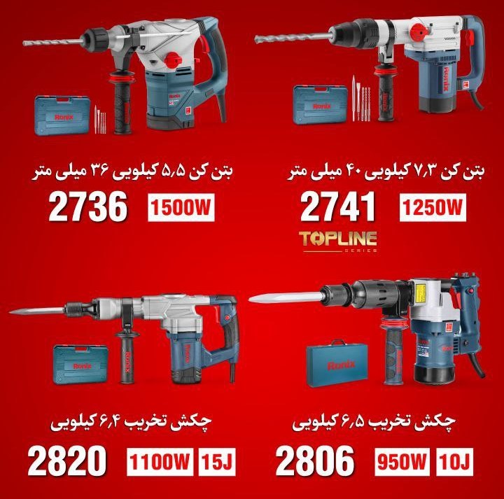 فروش ویژه بتن‌کن و چکش تخریب رونیکس - تیر ماه 1404