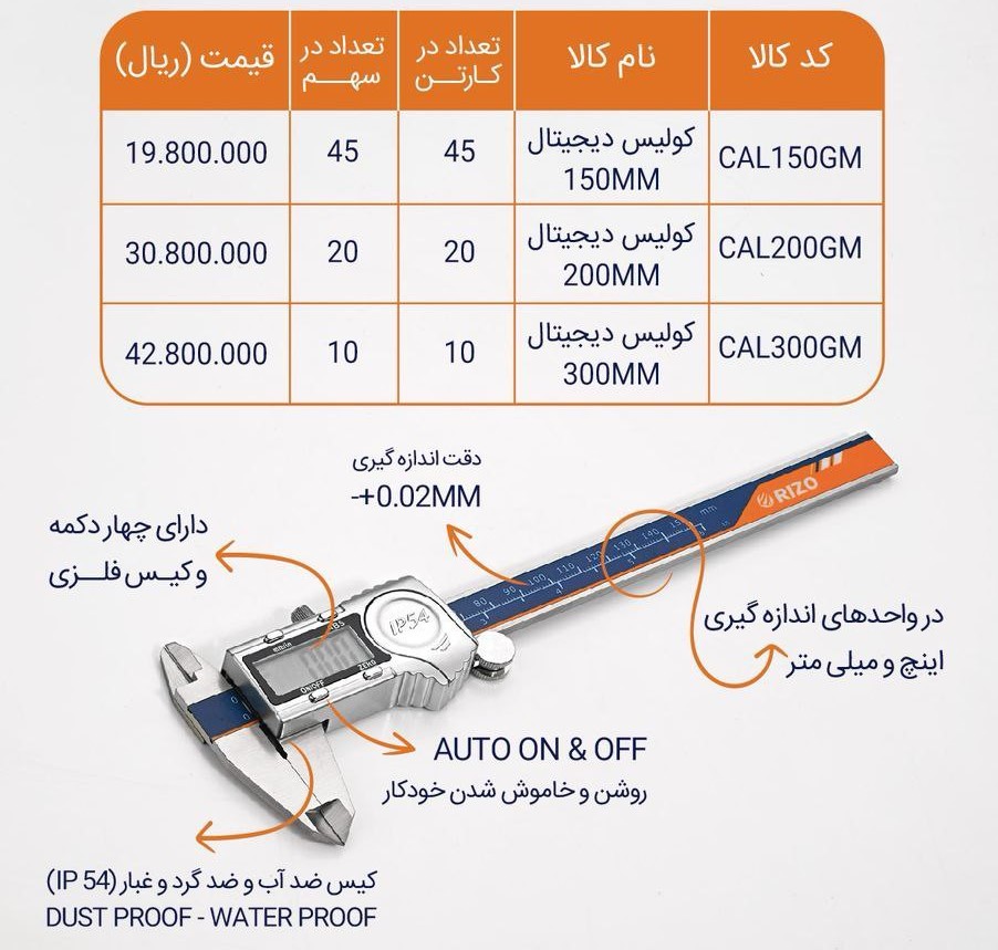 لیست قیمت کولیس دیجیتال ریزو - مرداد 1404 - یک توبره
